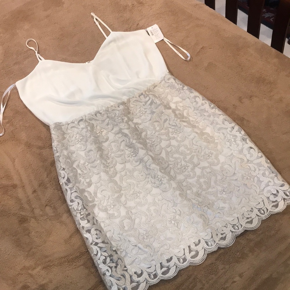 White dress with silver lace!